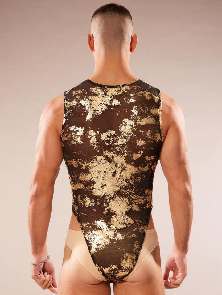 Men's Gold Foil Graphic Sleeveless Jumpsuit
